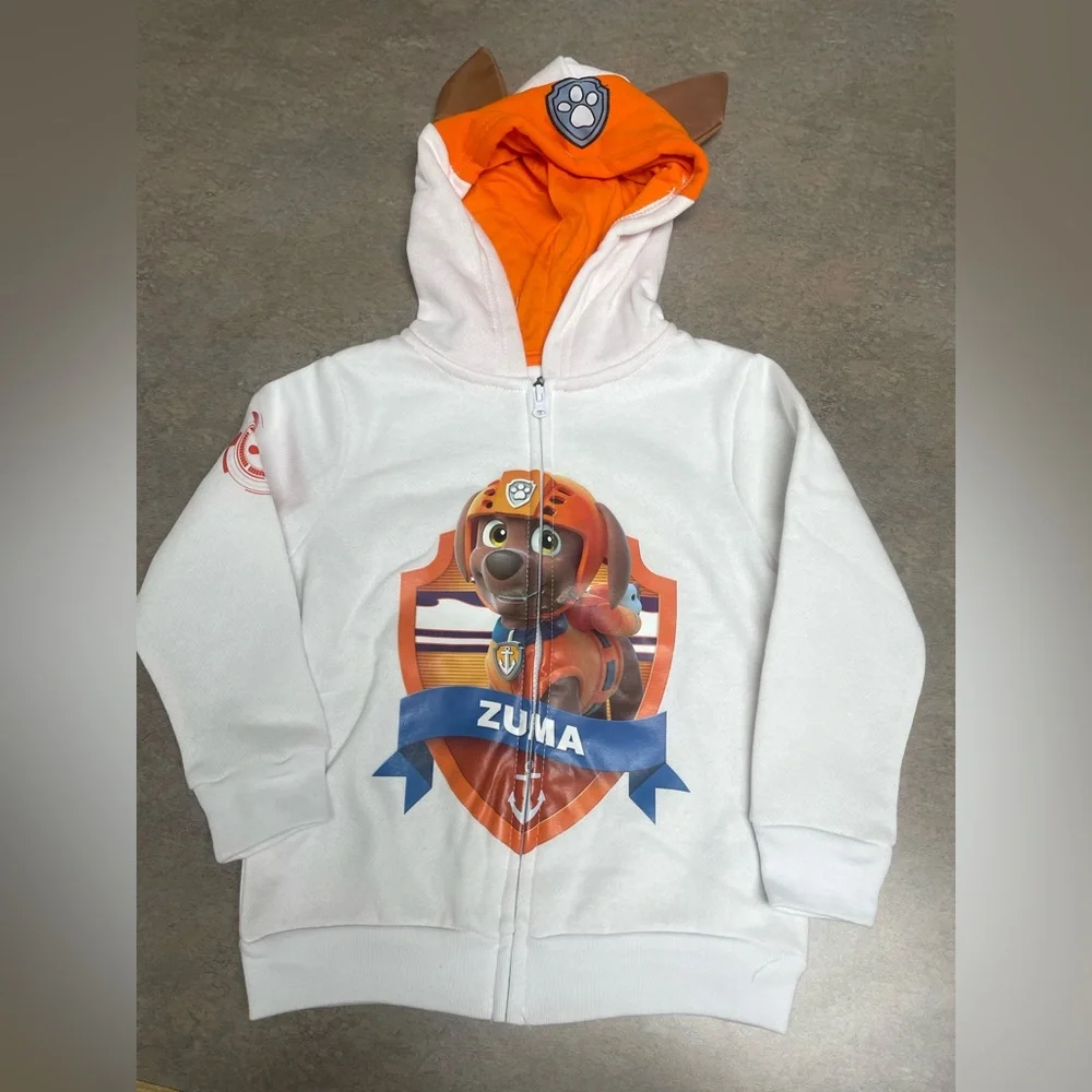 Paw Patrol Zuma Hooded Zipup Jacket With Ears Toddler Kids Size 3T New